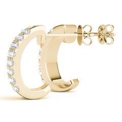 2.00mm Round Cut Three Row Half Hoop Style Earrings For Women/Her