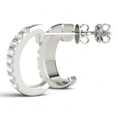 2.00mm Round Cut Three Row Half Hoop Style Earrings For Women/Her