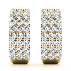2.00mm Round Cut Three Row Half Hoop Style Earrings For Women/Her