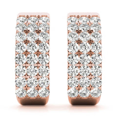2.00mm Round Cut Three Row Half Hoop Style Earrings For Women/Her