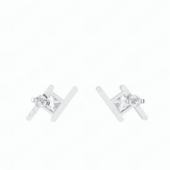 0.60 TCW Princess Cut Stud 10K Lab Grown Diamond Earrings for Women