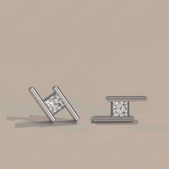 0.60 TCW Princess Cut Stud 10K Lab Grown Diamond Earrings for Women