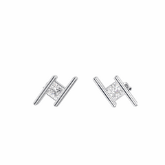 0.60 TCW Princess Cut Stud 10K Lab Grown Diamond Earrings for Women