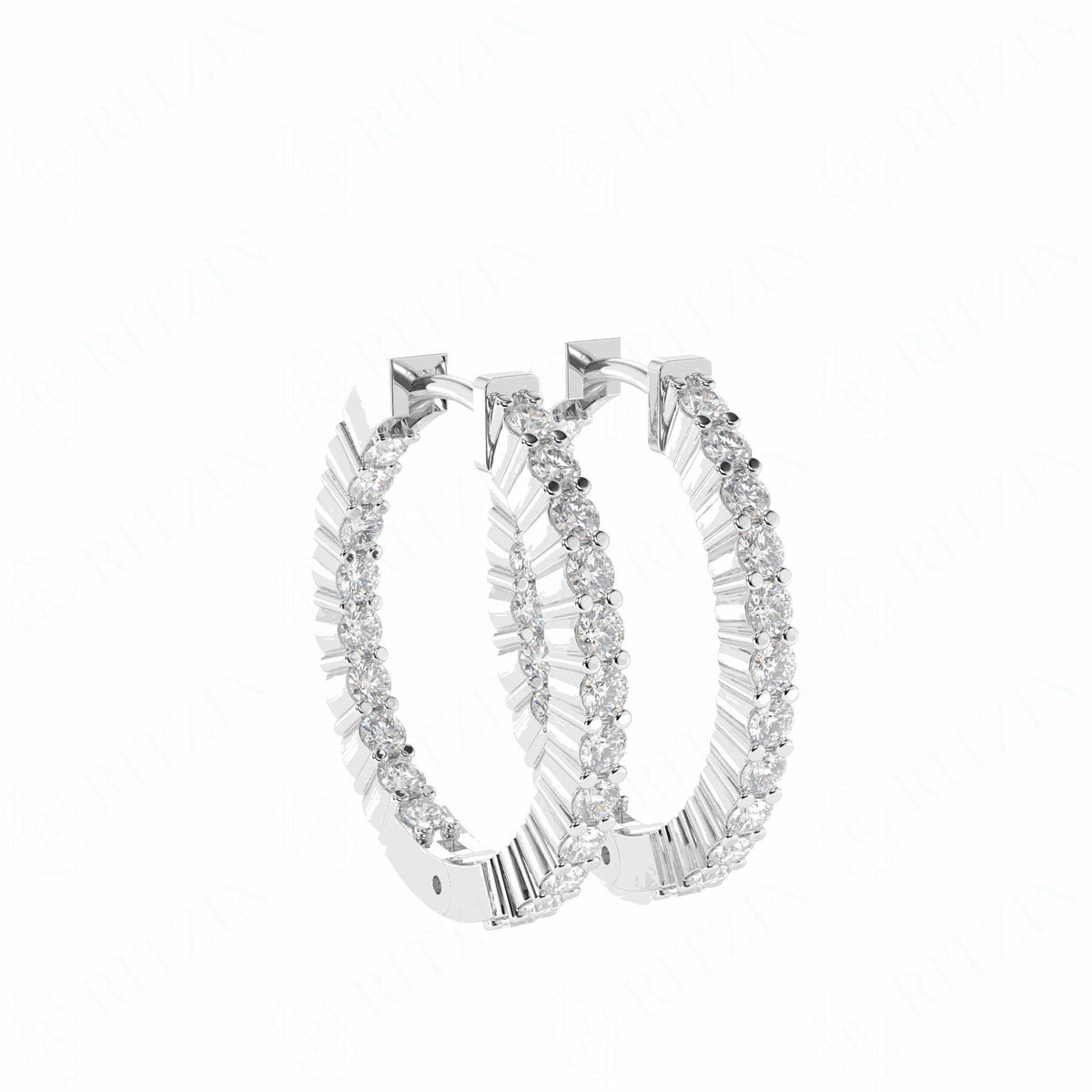 1.50 TCW Round Brilliant Cut Hoop 10K Lab Grown Diamond Earrings for Women