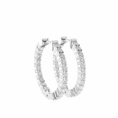 1.50 TCW Round Brilliant Cut Hoop 10K Lab Grown Diamond Earrings for Women