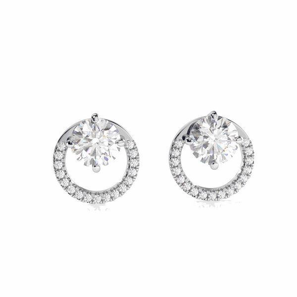 1.00 TCW Round Brilliant Cut Halo 10K Lab Grown Diamond Earrings for Women