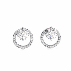 1.00 TCW Round Brilliant Cut Halo 10K Lab Grown Diamond Earrings for Women