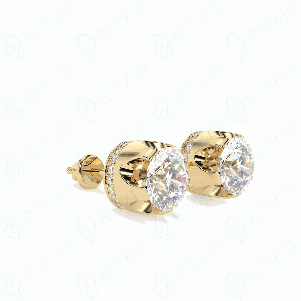 2.15 TCW Round Brilliant Cut Stud 10K Lab Grown Diamond Earrings for Women