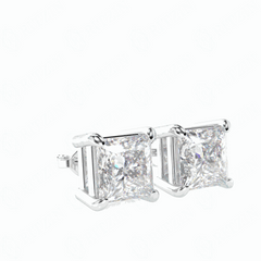 0.60 TCW Princess Cut Stud 10K Lab Grown Diamond Earrings for Women