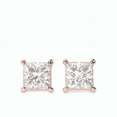 0.60 TCW Princess Cut Stud 10K Lab Grown Diamond Earrings for Women