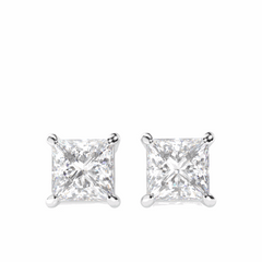 0.60 TCW Princess Cut Stud 10K Lab Grown Diamond Earrings for Women