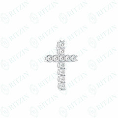 1.90 TCW Cross Round Brilliant Cut Charm 10K Lab Grown Diamond Pendant for Women