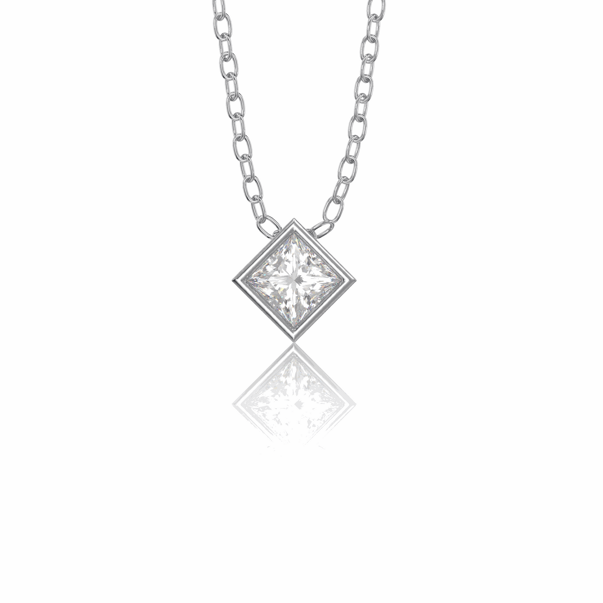 1.00 CT Princess Cut Charm 10K Lab Grown Diamond Pendant for Women