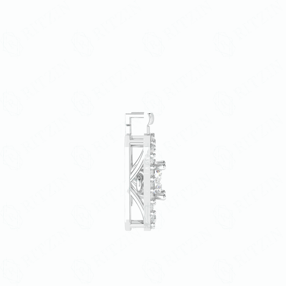 0,80 TCW runder Brillantschliff-Charm-Anhänger aus 10 Karat im Labor gezüchteter Diamant für Damen