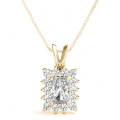 7.00 x 5.00 MM Emerald And Round Cut Halo Style Charm Pendant For_Women/Her_