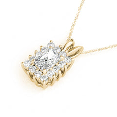7.00 x 5.00 MM Emerald And Round Cut Halo Style Charm Pendant For_Women/Her_