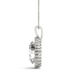 9.00 x 7.00 MM Oval And Round Cut Halo Style Charm Pendant For Women/Her