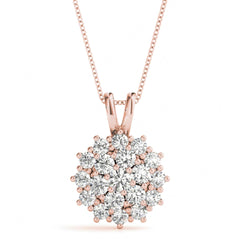 3.00MM Round Cut Cluster Style Charm Pendant For _Women_