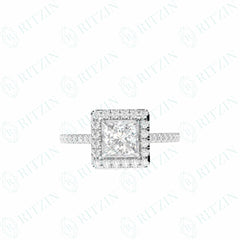 1,40 TCW Princess Cut Halo 18K Lab Grown Diamantring für Damen