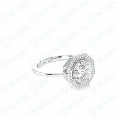 2.00 TCW Round Brilliant Cut Halo 18K Lab Grown Diamond Ring for Women