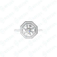 2.00 TCW Round Brilliant Cut Halo 18K Lab Grown Diamond Ring for Women