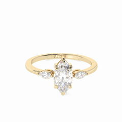 1.00 TCW Marquise Cut 3 Stone 18K Lab Grown Diamond Ring for Women