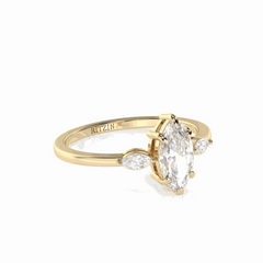 1.00 TCW Marquise Cut 3 Stone 18K Lab Grown Diamond Ring for Women