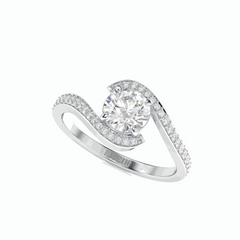 1.00 TCW Round Brilliant Cut Twisted 18K Lab Grown Diamond Ring for Women