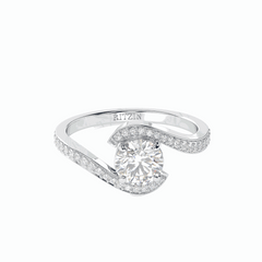 1.00 TCW Round Brilliant Cut Twisted 18K Lab Grown Diamond Ring for Women