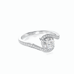 1.00 TCW Round Brilliant Cut Twisted 18K Lab Grown Diamond Ring for Women