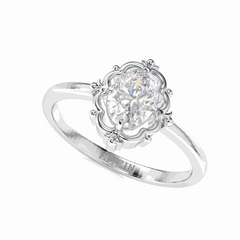 0.75 TCW Oval Cut Solitaire 18K Lab Grown Diamond Ring for Women