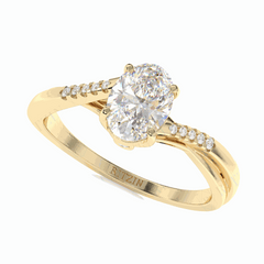 1.00 TCW Oval Cut Twisted 18K Lab Grown Diamond Ring for Women