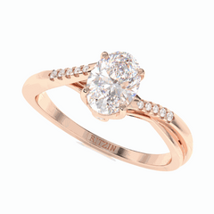 1.00 TCW Oval Cut Twisted 18K Lab Grown Diamond Ring for Women