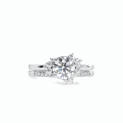 1.80 TCW Round Brilliant Cut Bridal Set 18K Lab Grown Diamond Ring for Women