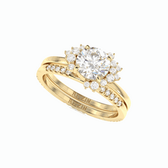 1,80 TCW runder Brillantschliff-Brautset 18K Lab-grown Diamantring für Damen