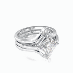 2,50 TCW Princess Cut Trio Set 18K Lab Grown Diamantring für Damen