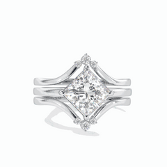 2,50 TCW Princess Cut Trio Set 18K Lab Grown Diamantring für Damen