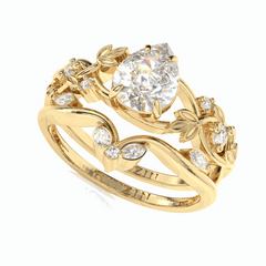 1.30 TCW Pear Cut Bridal Set 18K Lab Grown Diamond Ring for Women