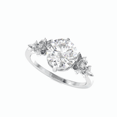 2.00 TCW Round Brilliant Cut Cluster 18K Lab Grown Diamond Ring for Women