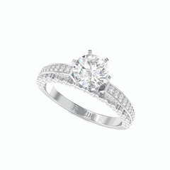 1.50 TCW Round Brilliant Cut Solitaire With Accents 18K Lab Grown Diamond Ring for Women