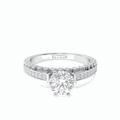 1.50 TCW Round Brilliant Cut Solitaire With Accents 18K Lab Grown Diamond Ring for Women