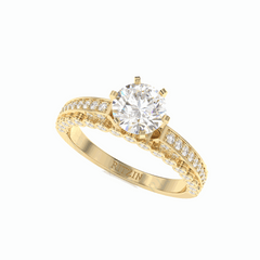 1.50 TCW Round Brilliant Cut Solitaire With Accents 18K Lab Grown Diamond Ring for Women