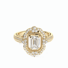 2.50 TCW Emerald Cut Halo 18K Lab Grown Diamond Ring for Women