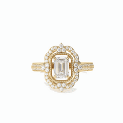 2,50 TCW Smaragdschliff Halo 18K Lab Grown Diamantring für Damen