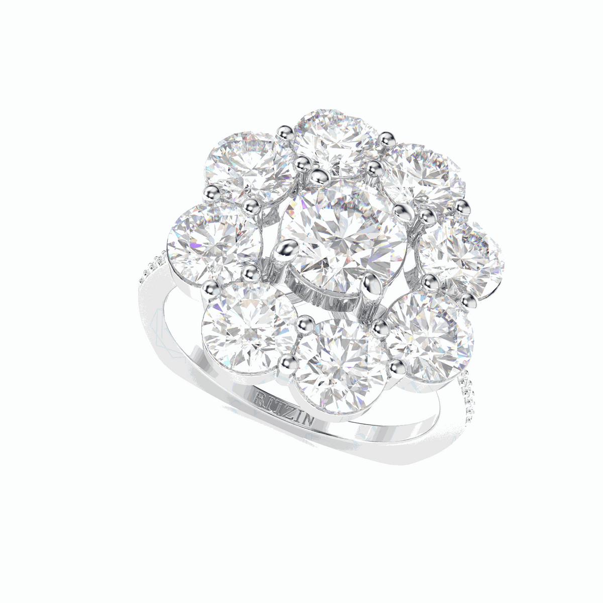 6,20 TCW Art Deco 18K Lab Grown Diamantring für Damen im runden Brillantschliff