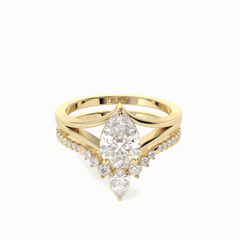 2.40 TCW Pear Cut Bridal Set 18K Lab Grown Diamond Ring for Women