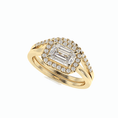 2.00 TCW Emerald Cut Bridal Set 18K Lab Grown Diamond Ring for Women