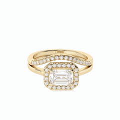 2,00 TCW Smaragdschliff-Brautset 18K Lab Grown Diamond Ring für Damen