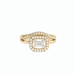 2,00 TCW Smaragdschliff-Brautset 18K Lab Grown Diamond Ring für Damen