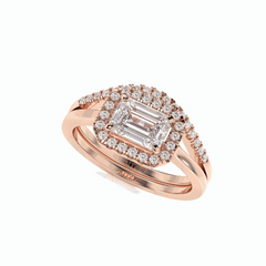 2,00 TCW Smaragdschliff-Brautset 18K Lab Grown Diamond Ring für Damen